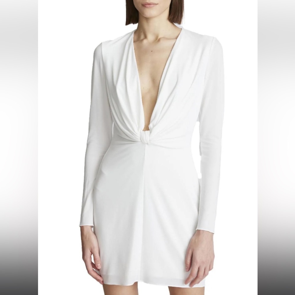 Halston Heritage White Long Sleeve Knot Dress